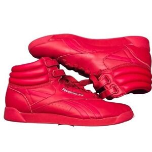 Reebok Freestyle Hi Womens 10 Red Leather High Top Sneakers 2240 Classic Retro